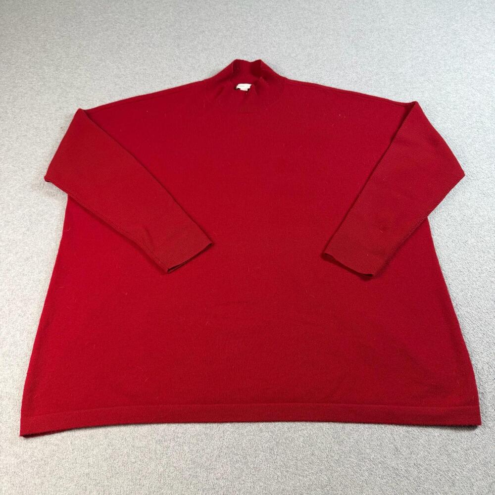 J Jill Cashmere Sweater Women XL Red Mock Neck Heritage Classic Quiet Luxury Coz